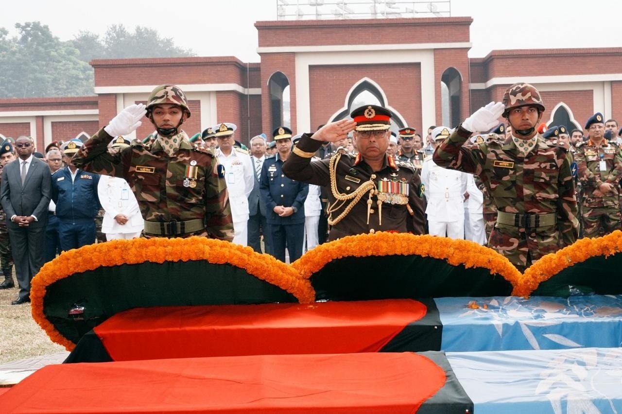 সুদানে শাহাদাতবরণকারী শান্তিরক্ষীদের নামাজে জানাযা অনুষ্ঠিত