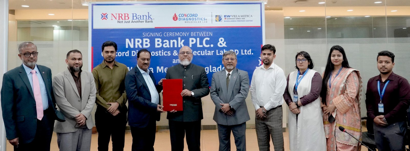 এনআরবি ব্যাংক পিএলসি, কনকর্ড ডায়াগনস্টিকস অ্যান্ড মলিকুলার ল্যাব বিডি লিমিটেড এবং ইডব্লিউ ভিলা মেডিকা বাংলাদেশের মধ্যে চুক্তি স্বাক্ষরিত হয়েছে